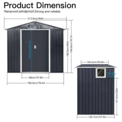 Metal Garden Sheds 7ftx4.3ft Outdoor Storage Sheds Coal Grey With Window -Bold Design Store GUEST 2007adea 4d2f 41aa bcd2 060800e9ea25