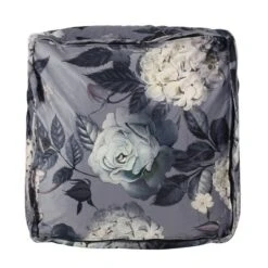 Hazel Large Square Pouf, Flower Print On Gray -Bold Design Store GUEST 20b3fe1c 6580 46bc 85e8 8ba24cfda4b2
