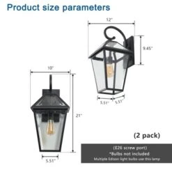Soscooter 21"-2-Pack Outdoor Wall Lantern Light ¨C Modern Black Metal & Clear Glass Sconce For Porch, Patio, And Garden Lighting (Bulb Not Included) -Bold Design Store GUEST 21ffdbc8 39e4 4cac 9af0 bb68528d56e6