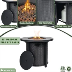 30" Propane Gas Fire Pit Table, 50000 BTU Round Steel Fire Pit For Outside Patio Deck Garden Courtyard-Black 20 30" Propane Gas Fire Pit Table, 50000 BTU Round Steel Fire Pit For Outside Patio Deck Garden Courtyard-Black -Bold Design Store GUEST 22a293cd 6038 417e a974 e85714b146e4