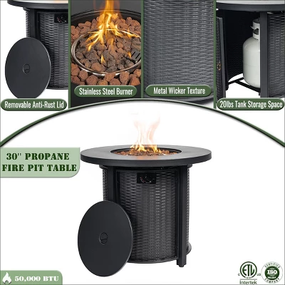 30" Propane Gas Fire Pit Table, 50000 BTU Round Steel Fire Pit For Outside Patio Deck Garden Courtyard-Black 10 30" Propane Gas Fire Pit Table, 50000 BTU Round Steel Fire Pit For Outside Patio Deck Garden Courtyard-Black - Image 10