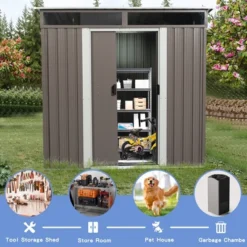 6ft X 5ft Outdoor Metal Storage Shed With Window Transparent Plate W540S00011 -Bold Design Store GUEST 2362c5c8 46fc 48ff b11c 94de60b09c46
