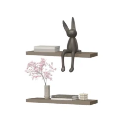 Iva Floating Shelf In Melamine X2, Taupe