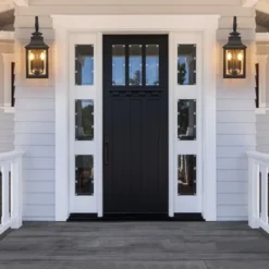 Soscooter 23"-2-Pack Outdoor Wall Lantern Light ¨C Vintage Black Metal Sconce With Clear Seeded Glass For Porch, Patio, And Garden (Bulb Not Included) -Bold Design Store GUEST 239e13a4 6f32 4da7 9bf5 59eeed99b46f