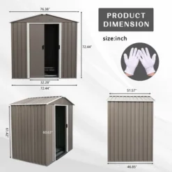 6ft X 5ft Outdoor Metal Storage Shed Gray -Bold Design Store GUEST 2435c107 e42e 4ef6 9516 5436f0ead9a1