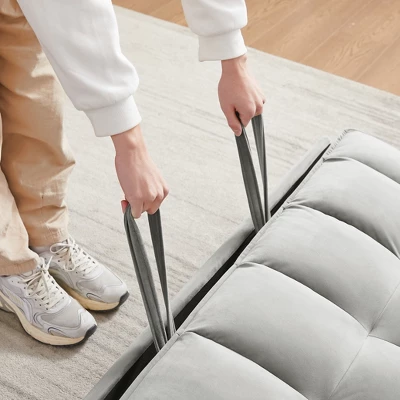 Modern Polyester Loveseat Futon Sofa Couch W/Polyesterllout Bed,Small Love Seat Lounge Sofa W/Reclining Backrest,Toss Pillows, Pockets 5 Modern Polyester Loveseat Futon Sofa Couch W/Polyesterllout Bed,Small Love Seat Lounge Sofa W/Reclining Backrest,Toss Pillows, Pockets - Image 5