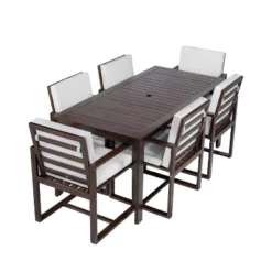 Patio Dining Set Outdoor Dining Table And Chair Set With And Removable Cushions For Patio, Backyard, Garden, Dark Brown -Bold Design Store GUEST 24aa6630 a0fe 47c6 a94f 0636c8d7d65c