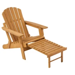 Outdoor Wooden Folding Adirondack Chair With Retractable Ottoman, Pre-Assembled BackRest & SeatBoard, Wood Patio Chair For Garden Backyard Porch Pool -Bold Design Store GUEST 28574eb7 fe43 46be 9bb3 4d90d2f385cd