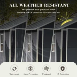 8*8ft Resin Storage Shed, High Quality Pp Material, Strong Structure, Waterproof, Rust And UV Proof, Large Storage Space,12mm Thick Pp Board,Dark Gray -Bold Design Store GUEST 285f1b15 7010 416c 9eae 44584d07c7ca