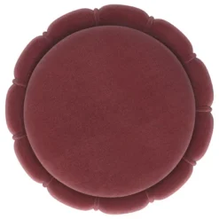 1pc Round Upholstered Ottoman Pouf Berry Velvety Soft Upholstery Vertical Ribbing Hourglass Silhouette Wide Metal Band Footrest Seat Makeshift Table -Bold Design Store GUEST 2b733931 0fd8 4628 a2df ff82a52c6970
