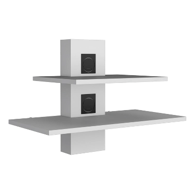 Havre Floating Shelf, Dual-Shelf Wall Unit With Cable Management, White 2 Havre Floating Shelf, Dual-Shelf Wall Unit With Cable Management, White - Image 2