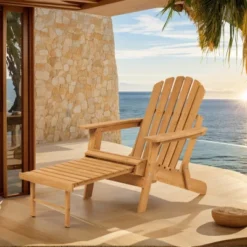 Outdoor Wooden Folding Adirondack Chair With Retractable Ottoman, Pre-Assembled BackRest & SeatBoard, Wood Patio Chair For Garden Backyard Porch Pool -Bold Design Store GUEST 2c1ff754 0b48 4518 adac 54d0a5ec1ab5