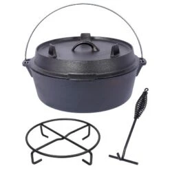 Pre-Seasoned Cast Iron Dutch Oven With Skillet Lid, Outdoor Camping Deep Pot For Camping Cooking BBQ , With Iron Pot Rack, 8 Quart -Bold Design Store GUEST 2c4b62e6 1dae 475f b0af 98b083455b36