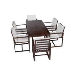 Patio Dining Set Outdoor Dining Table And Chair Set With And Removable Cushions For Patio, Backyard, Garden, Dark Brown -Bold Design Store GUEST 2c562da0 6d7b 4feb b5e9 60fcca065a2b