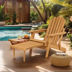 Outdoor Wooden Folding Adirondack Chair With Retractable Ottoman, Pre-Assembled BackRest & SeatBoard, Wood Patio Chair For Garden Backyard Porch Pool -Bold Design Store GUEST 2c853313 efff 4fb3 9c86 d3a40eae8986