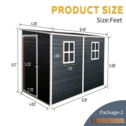 4x8ft Outdoor Storage Shed With Floor Resin Shed With Two-Window, Waterproof ,Lockable Doors For Patio,Yard,Lawn ---Black -Bold Design Store GUEST 2cb83412 149f 40cc bede 3177e84c8d9c