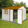 Metal Garden Sheds 10ftx8ft Outdoor Storage Sheds White+yellow With Window