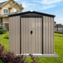 Outdoor Storage Sheds 6FTx4FT Apex Roof Brown With Sliding Doors -Bold Design Store GUEST 2e34e4b7 03a4 4ff8 9bfa 71193a3e8a2c