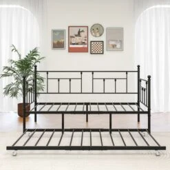 Twin Size Daybed Metal Frame With Trundle Set, Twin Day Bed Sofa, Daybed And Roll Sofa Bed For Guest Room, Bedroom, Living Room, Victorian Style -Bold Design Store GUEST 2ffe7118 4863 4b6f a5fd 8eff18078473