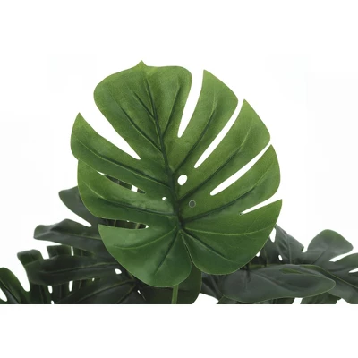 Artificial Plant, 24" Tall, Monstera, Indoor, Faux, Fake, Table, Greenery, Potted, Real Touch, Decorative, Green Leaves, Black Pot 3 Artificial Plant, 24" Tall, Monstera, Indoor, Faux, Fake, Table, Greenery, Potted, Real Touch, Decorative, Green Leaves, Black Pot - Image 3