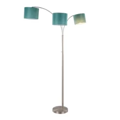 Willow Trio 84" Contemporary Metal Floor Lamp In Brushed Nickel And Turquoise Linen From Grandview Gallery By LumiSource 6 Willow Trio 84" Contemporary Metal Floor Lamp In Brushed Nickel And Turquoise Linen From Grandview Gallery By LumiSource -Bold Design Store GUEST 30da358e 13fc 43d3 b4c7 eae149acb58b