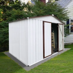 Metal Garden Sheds 8ftx10ft Outdoor Storage Sheds White+coffee 7 Metal Garden Sheds 8ftx10ft Outdoor Storage Sheds White+coffee -Bold Design Store GUEST 311bb6d9 768f 4d8f a4c9 004575b55c04