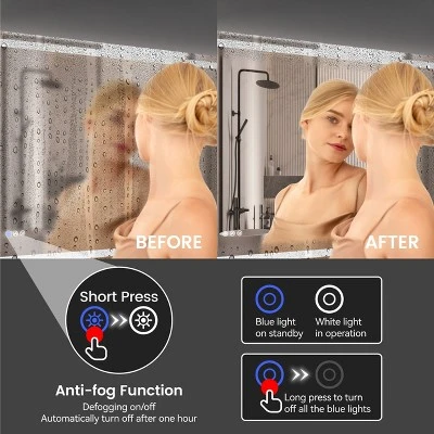24in*36in LED Bathroom Mirror,Front-Lit And Back-Lit, Stepless Dimmable, 3 Colors CRI90+, Brightness Memory, Shatter-Proof,Anti-fog LED Vanity Mirror 10 24in*36in LED Bathroom Mirror,Front-Lit And Back-Lit, Stepless Dimmable, 3 Colors CRI90+, Brightness Memory, Shatter-Proof,Anti-fog LED Vanity Mirror - Image 10