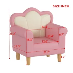 Polyester Kids Sofa, Princess Armchair For Children, Petal Shape Toddler Sofa Chair For Playroom, Children's Bedroom, Pink+White -Bold Design Store GUEST 340907a7 dab1 4635 b7bd 74cf65596d5d