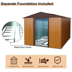8ft X 10ft Outdoor Metal Storage Shed With Metal Foundation,Coffee -Bold Design Store GUEST 345f3162 fb54 44a6 ba77 033f07ab5c79