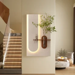 Adjustable 3-Color LED Sandstone Wall Decor With Simulated Green Plants,3D Art Sculpture, Glass Vase & Rabbit Statue, Remote Control Light Strips -Bold Design Store GUEST 35684b3b b0f6 402c bb29 8697ff31f143