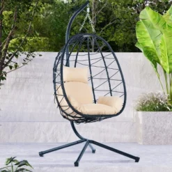 Egg Chair With Stand Indoor Outdoor Swing Chair Patio Wicker Hanging Egg Chair Hanging Basket Chair Hammock Chair With Stand For Bedroom Room Balcony -Bold Design Store GUEST 357c1307 c98c 48cc b1d3 07887e4186e7