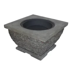 32" MgO Light-Weight Concrete Wood Burning Square Fire Pit, Grey -Bold Design Store GUEST 359a7e24 594a 4de4 9144 ffcf436ad81d