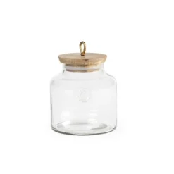 Madin Glass Jar With Wooden Lid - Elegant Storage Container For Kitchen & Home-700ml