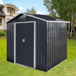 Metal Garden Sheds 7ftx4.3ft Outdoor Storage Sheds Coal Grey With Window