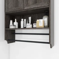 Bathroom Wall Cabinet With Doors,Adjustable Shelf,Towel Bar And Paper Holder, Over The Toilet Storage Cabinet, Medicine Cabinet For Bathroom-Grey -Bold Design Store GUEST 36ba6abd b2f4 457f b0a8 eb33c9054f46