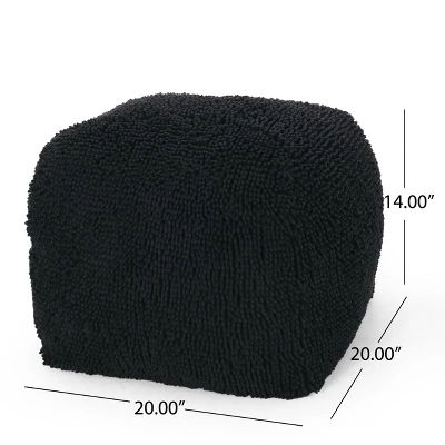 Spongy Microfiber Square Pouf, Dark Charcoal 5 Spongy Microfiber Square Pouf, Dark Charcoal - Image 5