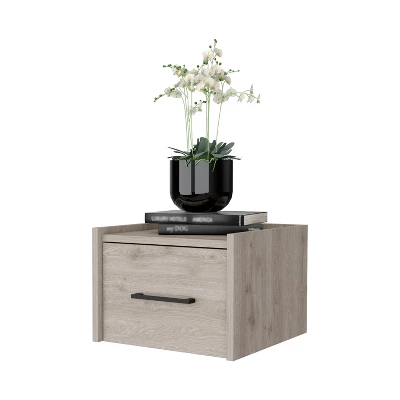 Elfrida Wall-Mounted Nightstand, Sleek Single-Drawer Design With Spacious Top Shelf 1 Elfrida Wall-Mounted Nightstand, Sleek Single-Drawer Design With Spacious Top Shelf