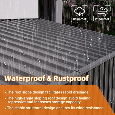 4 X 9 FT Outdoor Storage Shed, Metal Garden Shed Tool House With Sloping Roof,6 Vents And 2 Swing Doors For Backyard, Garden,Patio, Garage, Lawn, Gray 2 4 X 9 FT Outdoor Storage Shed, Metal Garden Shed Tool House With Sloping Roof,6 Vents And 2 Swing Doors For Backyard, Garden,Patio, Garage, Lawn, Gray - Image 2