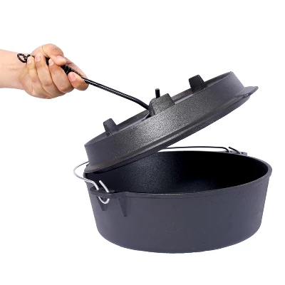 Pre-Seasoned Cast Iron Dutch Oven With Skillet Lid, Outdoor Camping Deep Pot For Camping Cooking BBQ , With Iron Pot Rack, 4.5 Quart 10 Pre-Seasoned Cast Iron Dutch Oven With Skillet Lid, Outdoor Camping Deep Pot For Camping Cooking BBQ , With Iron Pot Rack, 4.5 Quart - Image 10