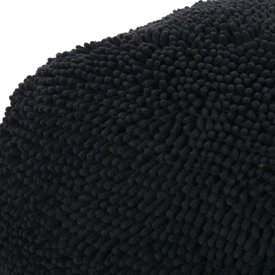 Spongy Microfiber Square Pouf, Dark Charcoal 4 Spongy Microfiber Square Pouf, Dark Charcoal - Image 4