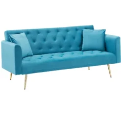 71 Inch Convertible Love Seat Sofa, American Retro, Light Blue Polyester, Suitable For Small Living Room, Bedroom, Office -Bold Design Store GUEST 3abe4d68 f579 4aef 9c1f 4375a5c5025b