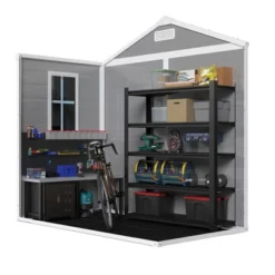 6x6 FT Outdoor Resin Storage Shed , Waterproof,with Floor & Window & Lockable Doors And Vents, Tool Shed For Bike,Garden,All Weather Use, Light Grey -Bold Design Store GUEST 3ac538bf 3402 447d b425 348a0d968864