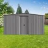 New Outdoor Storage Shed Has Two Functions: Metal Shed And Firewood Shed 13 Ft¡Á11 Ft , More Suitable For Winter , Grey