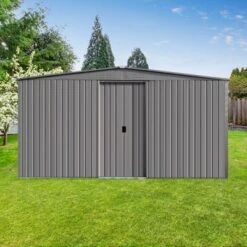 New Outdoor Storage Shed Has Two Functions:Metal Shed And Firewood Shed 14 Ft X 12 Ft, More Suitable For Winter , Grey -Bold Design Store GUEST 3bd76e32 21ac 40ee be0e f9feaa469b9d