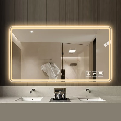48*32 Inch Bathroom Mirror With Led Lights , Anti-Fog Lighted Vanity Mirrors For Wall Mounted, 3 Colors And 5 Level Dimmable, Horizontal/Vertical 1 48*32 Inch Bathroom Mirror With Led Lights , Anti-Fog Lighted Vanity Mirrors For Wall Mounted, 3 Colors And 5 Level Dimmable, Horizontal/Vertical
