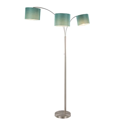 Willow Trio 84" Contemporary Metal Floor Lamp In Brushed Nickel And Turquoise Linen From Grandview Gallery By LumiSource 1 Willow Trio 84" Contemporary Metal Floor Lamp In Brushed Nickel And Turquoise Linen From Grandview Gallery By LumiSource