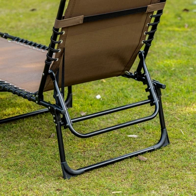 Outsunny Reclining Chaise Lounge Chair, Portable Sun Lounger, Folding Camping Cot, With Adjustable Backrest And Removable Pillow, For Garden,Brown 7 Outsunny Reclining Chaise Lounge Chair, Portable Sun Lounger, Folding Camping Cot, With Adjustable Backrest And Removable Pillow, For Garden,Brown - Image 7