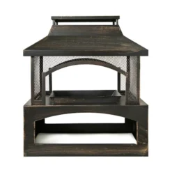 37-Inch Rectangular Metal Outdoor Wood Burning Fireplace,Outdoor Fireplace With Built-in Log Storage And Poker-Brushed Bronze,Log Burner Fire Pit -Bold Design Store GUEST 3e833cb4 739b 47a4 84ac 241a934dff25