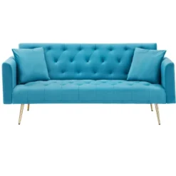71 Inch Convertible Love Seat Sofa, American Retro, Light Blue Polyester, Suitable For Small Living Room, Bedroom, Office -Bold Design Store GUEST 3fd142df 2ac0 4650 b9be d82ada739821