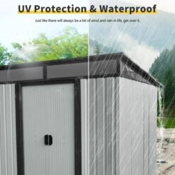 6ft X 5ft Outdoor Metal Storage Shed With Lockable Sliding Doors And Transparent Plate For Garden, Lawn ( White And Black ) -Bold Design Store GUEST 3fdc1e4c f0ba 4eae a20c 7b62129fc447